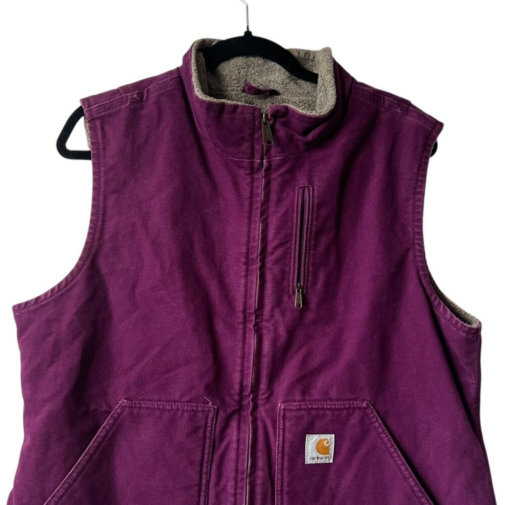 Carhartt Purple Sherpa Lined Duck Canvas Women Vest Size L - Picture 3 of 13